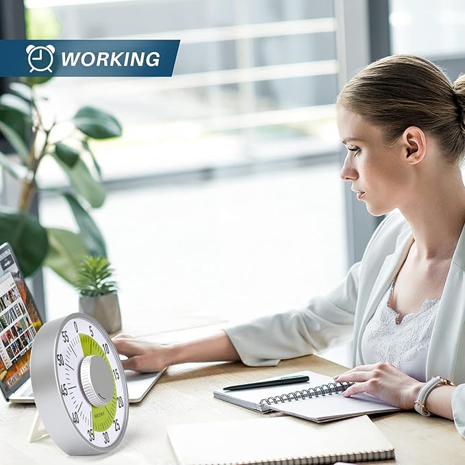 Secura 60-Minute Visual Timer 6-Inch Mechanical Countdown Timers for Teaching, Meeting, Cooking, Working - Timer for Kids with Magnetic Backing, Foldable Legs, Hanging Hole (Green)