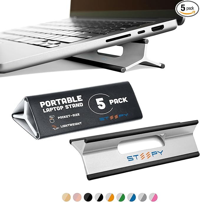 Steepy Adjustable Laptop Stand - 3 Height Computer Stand for Desk - Portable Laptop Riser