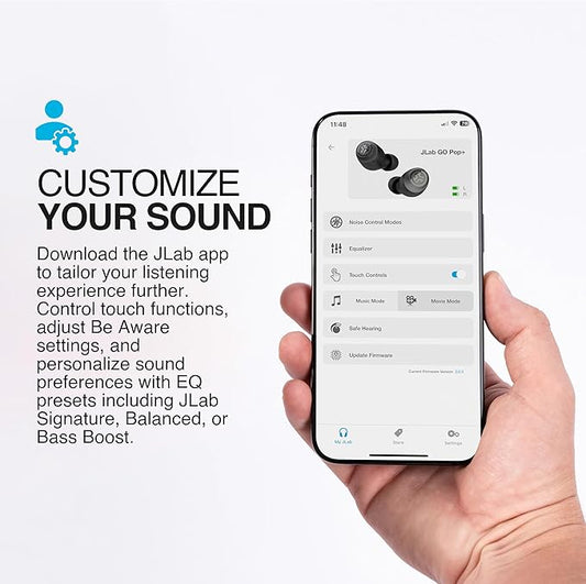 JLab Go Air Pop+ True Wireless Earbuds, in Ear Headphones, Bluetooth Earphones, 35H Playtime Ear Buds, Bluetooth Earbuds with Microphone, USB-C Charging Case, Dual Connect, EQ3 Sound, Rose