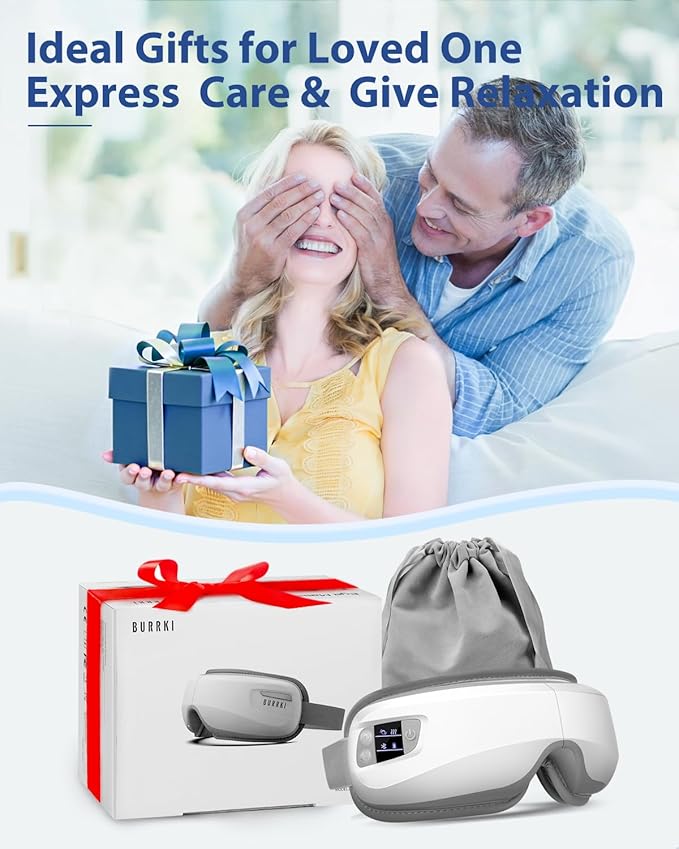 Eye Massager with Heat & Bluetooth Music, Birthday Gifts for Dad Mom Men Women, Heated Eye Mask for Migraines Relief, Reduce Strain, Headache Relief and Improve Sleep, Eye Care Device