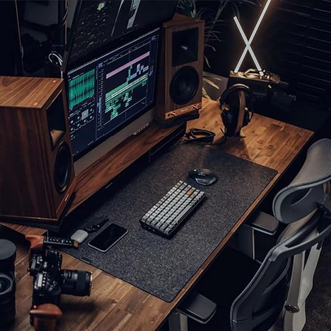 DAWNTREES Non-Slip Felt Desk Mat,35.5 x 15.7 Inches Large Desk Pad Protector,Office Computer Desk Mat for Full Keyboard and Mouse Pad