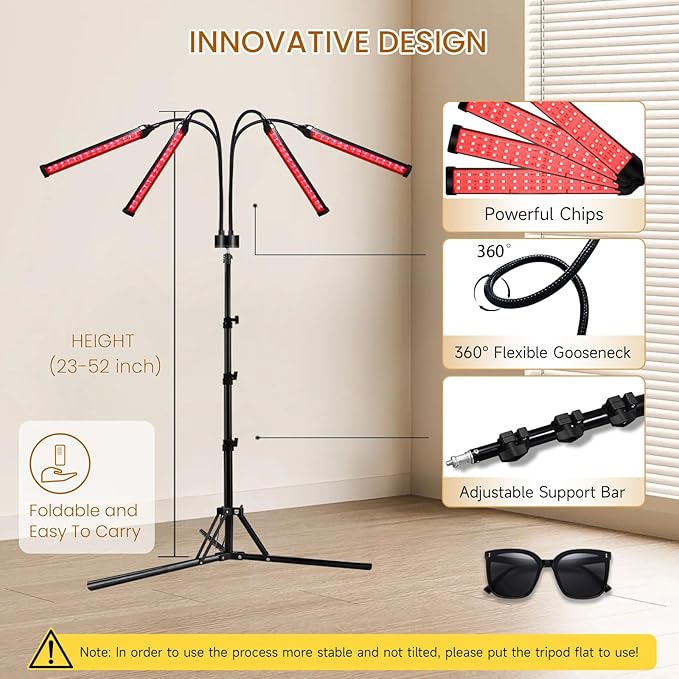 Red Light Therapy for Body, 7 Colors LED Red Light Therapy Lamp with Stand for Face, Knee, Back