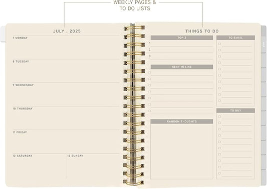 Graphique 2026 Spiral Vegan Leather Planner | 18 Month Organizer July 2025 - Dec. 2026 | Weekly & Monthly Spreads | To-Do & Note List | Reminder Stickers | Peanuts - Happiness Is | 8 x 10