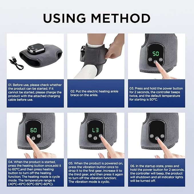 2026 Upgraded Rejuvacare Foot Massager, Foot Renew Triple Method Massager with 3 Vibration Modes & 5 Heat Levels, Ankle Massager for Circulation & Pain Relief, for Neuropathy (1PC)