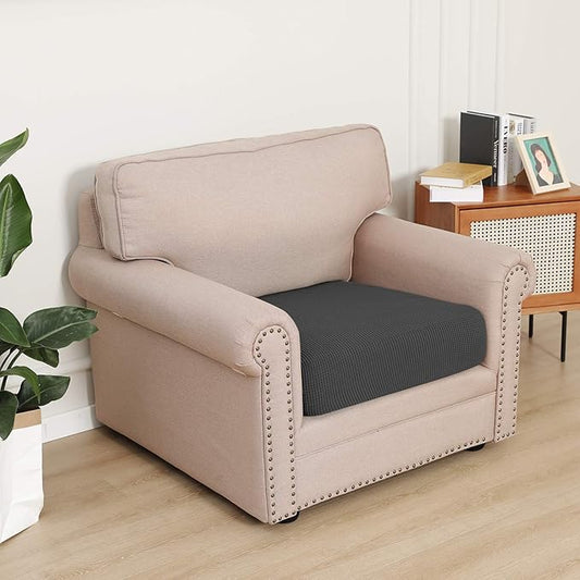 Easy-Going Stretch Cushion Cover Sofa Cushion Furniture Protector Sofa Seat Sofa slipcover Sofa Cover Soft Flexibility with Elastic Bottom(Chair Cushion,Dark Gray)