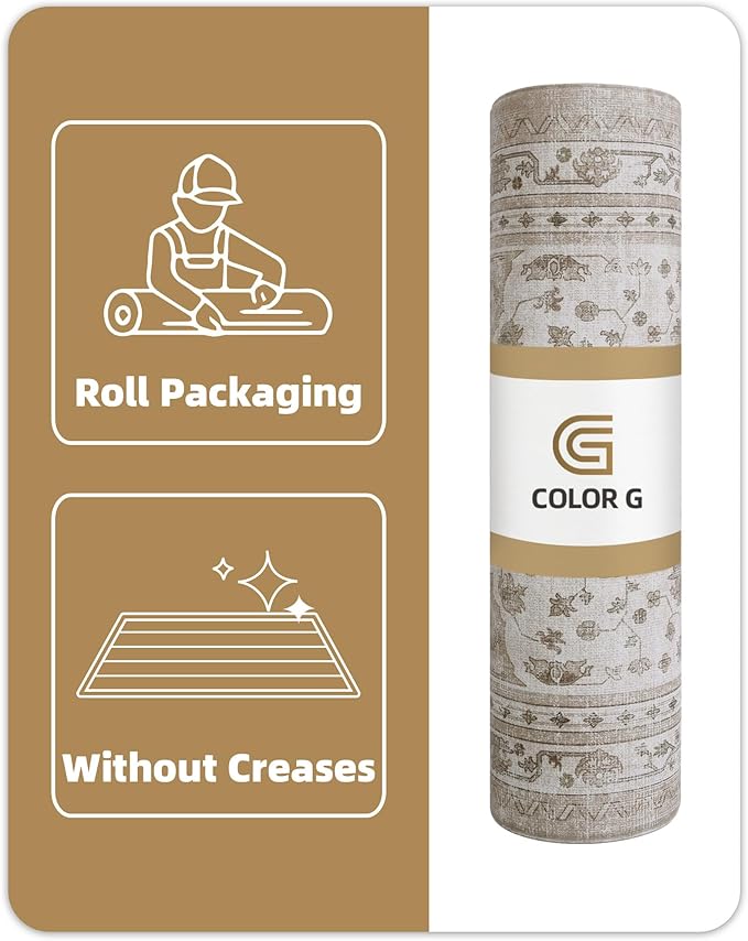 Color&Geometry Kitchen Floor Mats Anti Fatigue, Cushioned Boho Rugs,Waterproof Non Slip Kitchen Runner for Sink, Standing Mats for Office,24"x87",Warm Grey