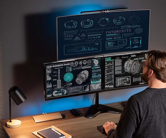 VIVO Triple LCD LED Computer Monitor Desk Stand, Free Standing Heavy Duty Fully Adjustable Mount for 3 Screens up to 30 inches STAND-V003E