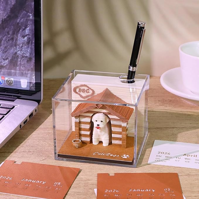 3D Timepiece Calendar 2026 Paper Art Memo Pad with LED Light – Tear-Away Desk Calendar for Record, Planner & Habit Tracker, Bookmark, Gift & Decorative Office Decor