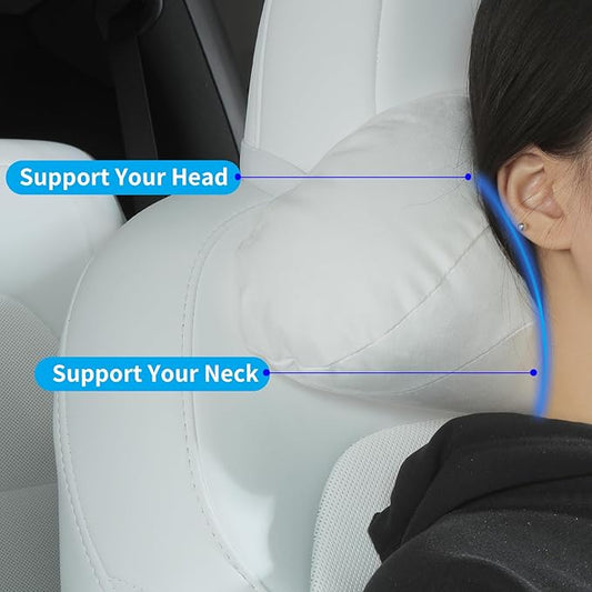 Car Headrest Pillow for Driving, Softness Ergonomic Design Universal Travel Neck Pillow for Most Cars, Office Chairs, Gaming Chairs with Extra Filler Cotton Bag (White, 2PC)