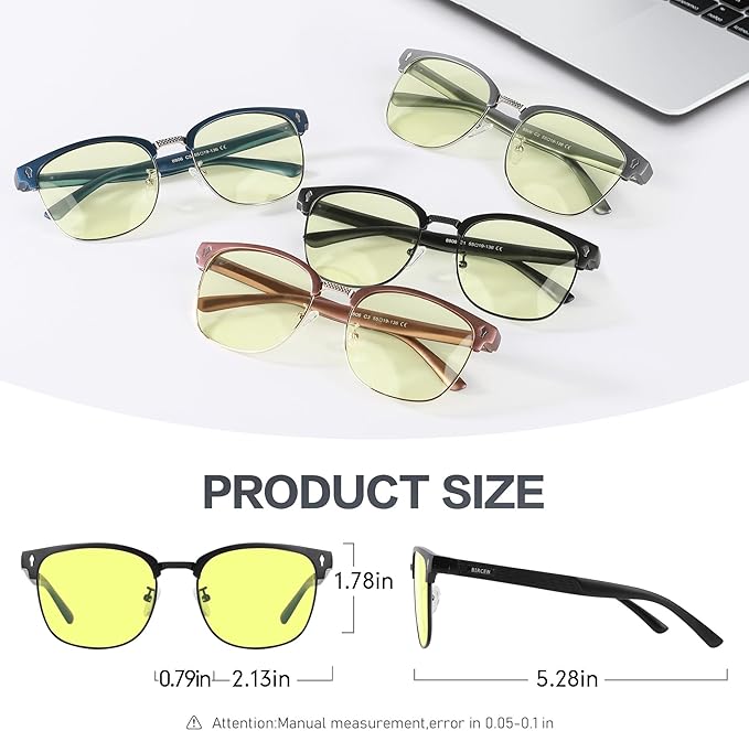 BIRCEN Blue Light Blocking Glasses: Al-Mg Metal Bluelight Computer Clear Glasses for Men Women Anti Eyestrain Office Home