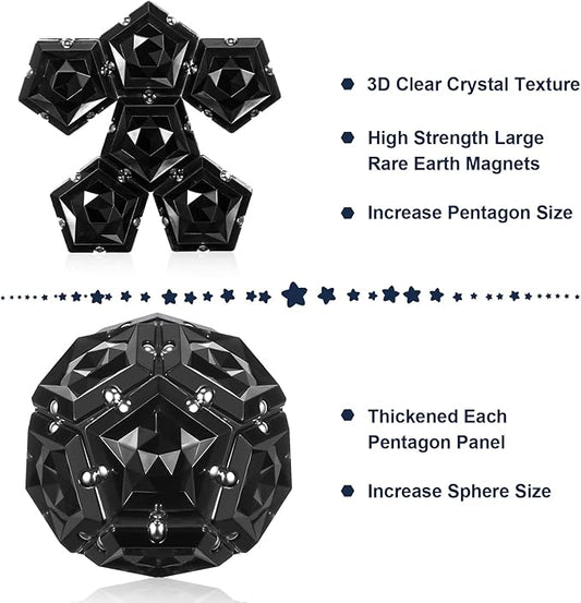 Magnetic Fidget Sphere Stress Relief Toys for Adults Kids, Anxiety Sensory Fidget Toys with Strong Neodymium Magnets, Desk ADHD Focus Tool Gift for Men Women (2.67'' Travel-Safe Toy Ball)