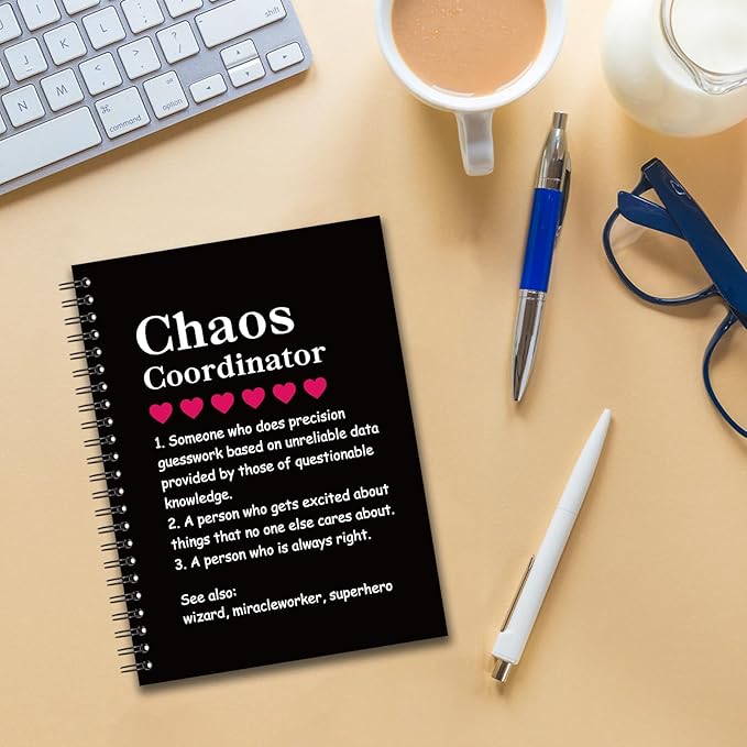 YAZMEEN Chaos Coordinator Blank Spiral Notebook(160 Pages) Chaos Coordinator Definition Hardcover Sketchbook Coworker Appreciation Gift Funny Office Notebook Gift for Teacher Boss Manager Supervisor
