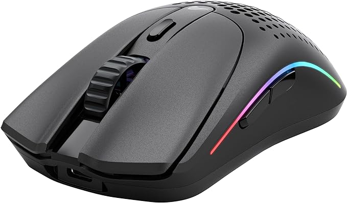 Glorious Gaming Model O 2 Wireless Gaming Mouse - Hybrid 2.4GHz & Bluetooth Wireless, 68g Superlight, Long Battery Life, 26k BAMF 2.0 Sensor, RGB, Ambidextrous, 6 Buttons, PTFE Feet - Black
