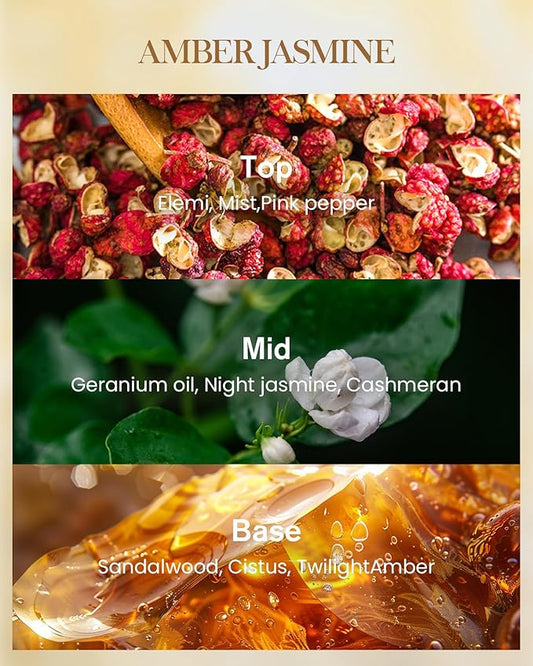 M&SENSE Amber Jasmine Scented Candle 35oz 150H Long Lasting, 3 Wick Soy Candles Aromatherapy Stress Relief Home Fragrance Housewarming Gifts