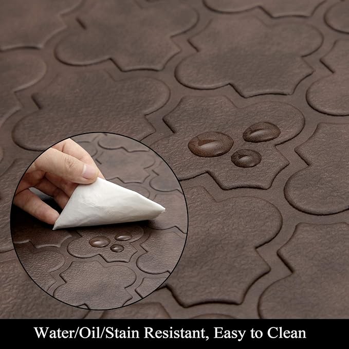 HEBE Oversized Kitchen Mat Cushioned Anti Fatigue Comfort Floor Mat 20"x60" Waterproof Non Slip Kitchen Rug Runner Laundry Room Rug Floor Carpet Heavy Duty Comfort Standing Mat Pads,Brown