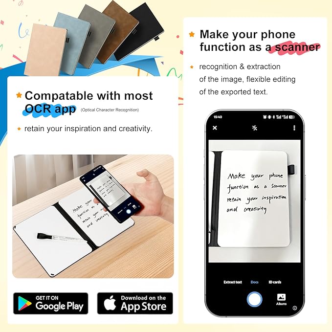 AGM Portable White Board Dry Erase Notebook, 8.4" x 6" Double Sided Folding Whiteboards with 3 Pens, Small Travel Dry Erase Board Skin-Friendly Material for Study, Meeting, Planning, Ocean Blue