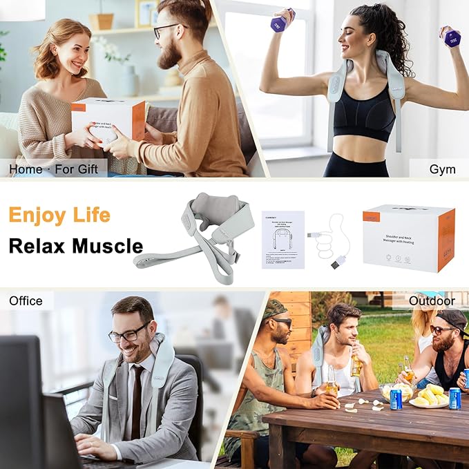 FSA/HSA Eligible Cordless Neck Shoulder Massager for Pain Relief Deep Tissue, 5D Shiatsu Back Massager with Heat, Wireless Rechargeable Shoulder Massage Pillow, Best Gifts for Men,Women,Mom & Dad