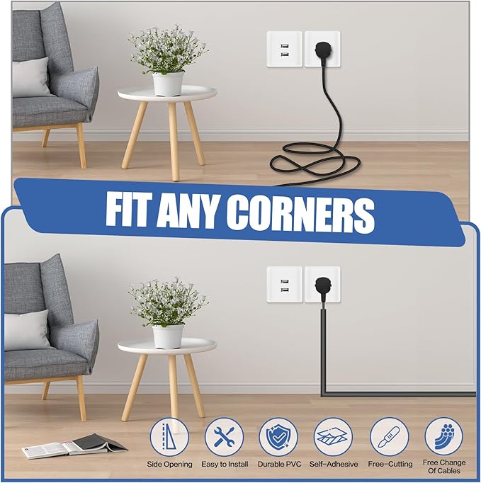 Floor Cable Cover, Low Profile Cable Hider for Wires, Self Adhesive Cord Hider for Wall, Cord Covers Wall Mounted Tv, for Offices, Gym, Exhibitions(Black, 20 Feet)