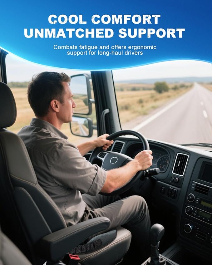 Memory Foam Truck Seat Cushion with TPE Gel Support, Truck Seat Cushion with Non-Slip Washable Cover for Back Support & Pain Relief During Long Drives(Dark Gray)