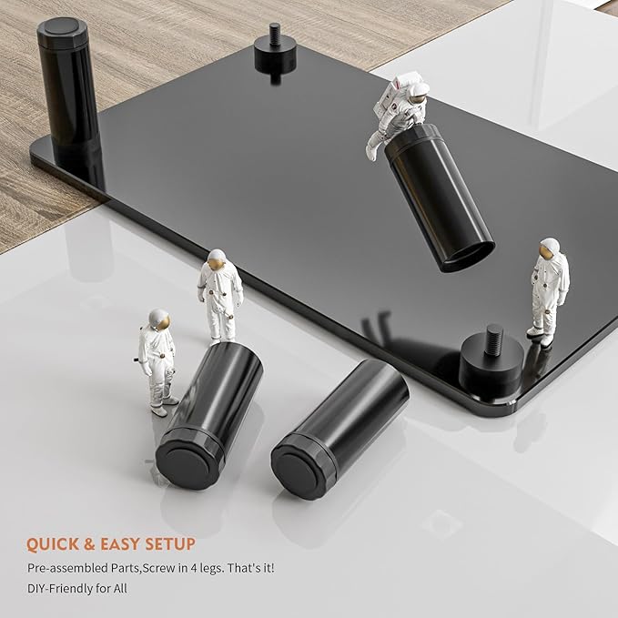 2 Pack Computer Monitor Stand Riser with Height Adjustable Multi Media Desktop Stand for Flat Screen LCD LED TV, Laptop/Notebook/Xbox One, Black HD01B-202