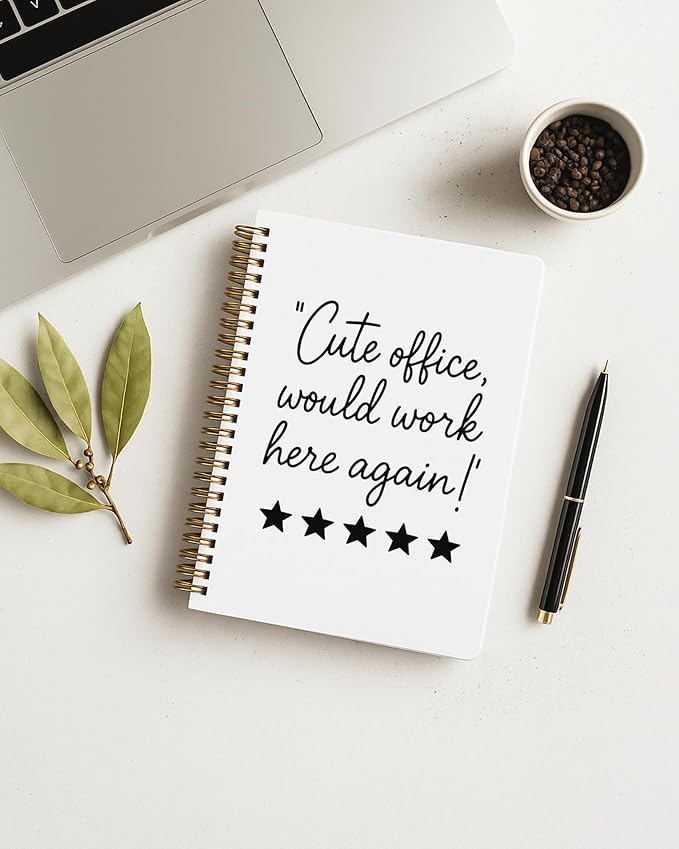 Funny Office Supplies Notebook, Work Journal for Women Men Coworkers, Coworker Sarcastic Gifts, Cute Office Would Work Here Again Humorous Spiral Notebook, 5.5x8.3 Inch 563