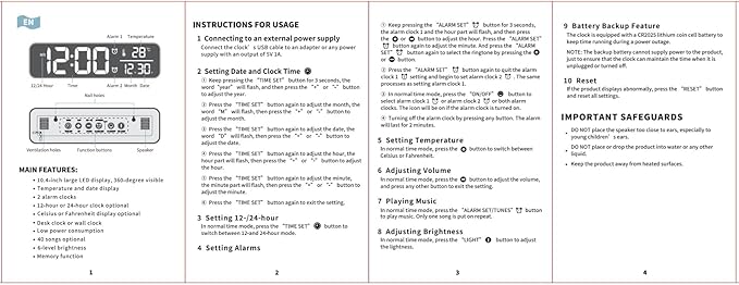 Digital Clock, Clock for Bedroom, Clocks for Living Room Decor, Desk Table Clock, Alarm Clock Large Display with Date Week Temperature, Automatic Brightness Dimmer, Smart Cool Modern (White Green)