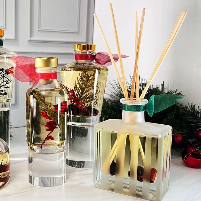 LOVSPA Reed Diffuser Set, Spiced Pomander Orange Cinnamon Scented Oil Diffuser with Sticks, Home Fragrance Accessories for Bathroom Shelf Decor, Aroma Diffusers for Home or Office Desk, USA Made