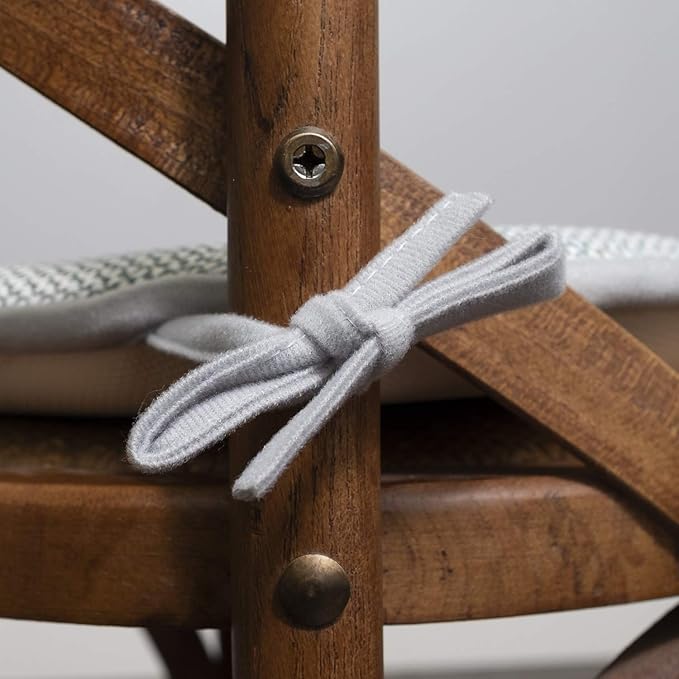 Sweet Home Collection Chair Cushion Memory Foam Pads with Ties Honeycomb Pattern Slip Non Skid Rubber Back Rounded Square 16" x 16" Seat Cover, 6 Pack, Cameron White Sage Blue