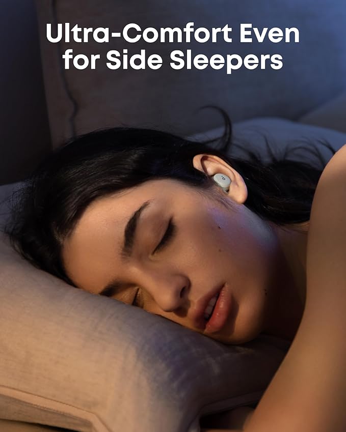 Soundcore Sleep A30 by Anker Sleep Earbuds, Smart Active Noise Cancelling Sleep Headphones, Adaptive Snore-Masking System, Ultra-Comfort for Side Sleepers, 45H Playtime