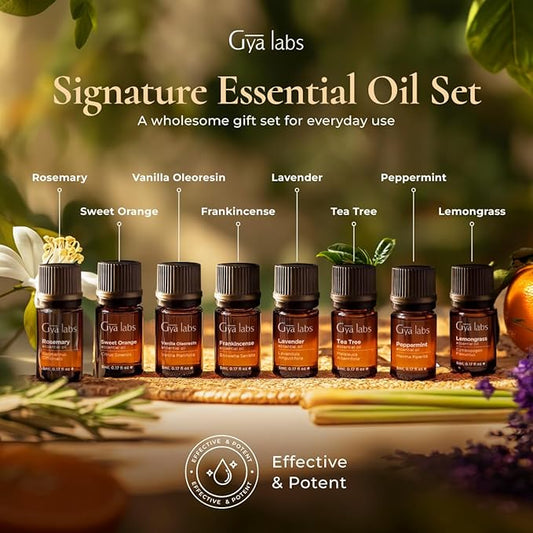 Gya Labs Signature Essential Oil for Skin – Set – Premium Grade Essential Oils for Diffuser, Aromatherapy, Hair Care, Skin Care, Body, Massage & DIY Candle Making Scents