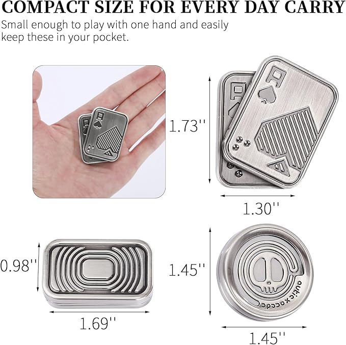 Metal Fidget Slider Gift Pack, EDC Fidget Toy for Adults, Home Office Executive Desk Toy Stress Relief Toy, Ideal Gifts for ADHD, ADD & Autism (Silver)