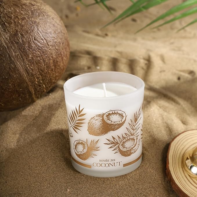 Scented Candle - Coconut - 6oz Aromatherapy Soy Wax Jar Candle for Home, Gifts for Women - 170g