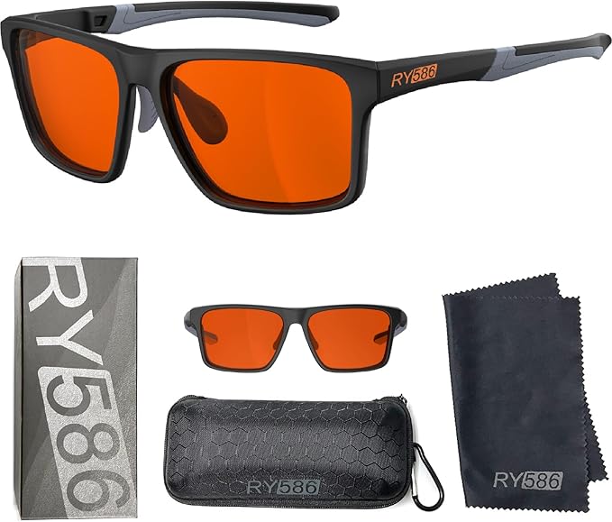 HD Premium Sleep Glasses P1AS 99.9% Blue Light Blocking Gaming Computer Screen Glasses Reduce Eyestrain & Glare High Contrast Definition UV580 nm