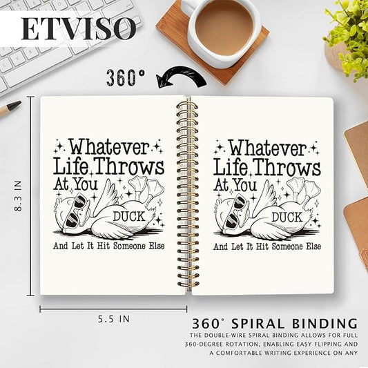 Funny Retro Duck Notebook, Trendy Sunglasses Duck Journal, Animal Lover Gifts Journal, Whatever Life Throws at You Funny Sarcastic Quote Hardcover Spiral Notebooks 5.5x8.3 Inch