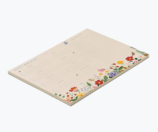 RIFLE PAPER CO. Strawberry Fields Meal Planner, 52 Tear-Off Pages With Shopping List, Printed In Full Color, Master Weekly Meal Planning With Organized Notepad