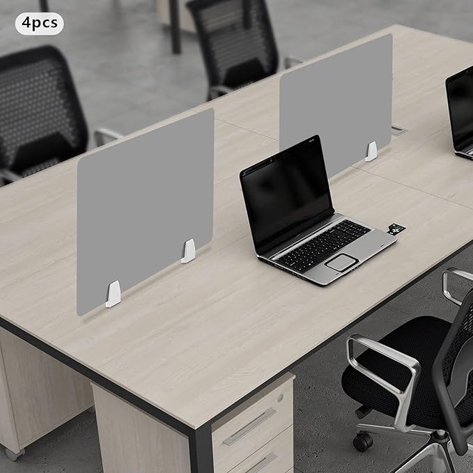 4PCS Desk Dividers Office Partitions, Privacy Desk Panel Protective, Acrylic Plexiglass Shield with Clamps for Offices Schools Call Centers - 23.6”L X15.8”W