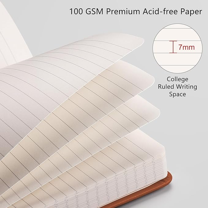 RETTACY Lined Journal Notebook, 2-Pack, 192 Numbered Pages per Pack, A5 Medium Size (5.7'' x 8.3''), for Men & Women, Writing, Work, Leather Hardcover, 100 GSM Thick Paper (Black & Brown)