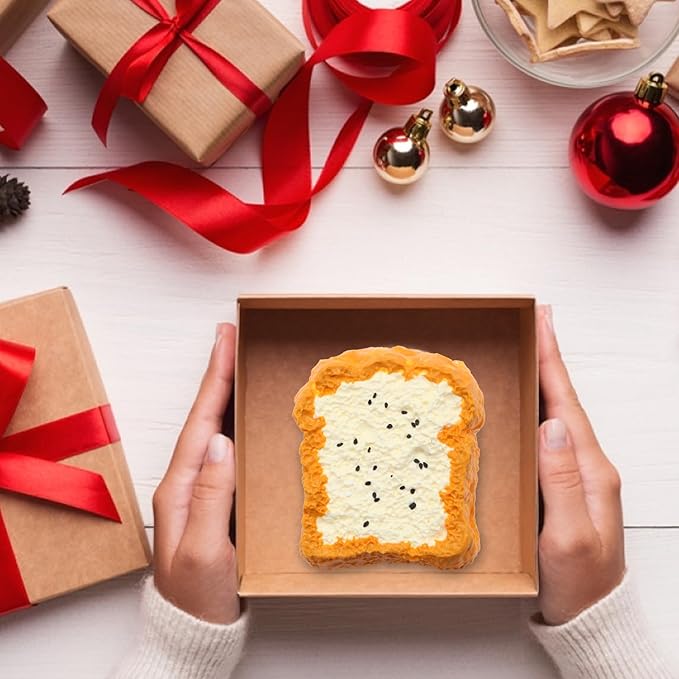 Squishy Toys, Taba Squishies Fidget Toys for Kids, Stress Balls for Adults, Sensory Toys for Autism, Squeeze Gifts, Anxiety Relief Party Favors for Girls & Boys (Double-Decker Toast)