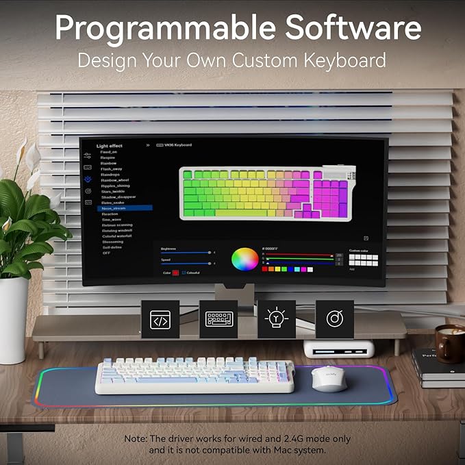 Uciefy VK96 Wireless Mechanical Keyboard Bluetooth/2.4G/USB C Wired 96 Keys Gaming Keyboard RGB Backlit, Gasket Mount, Hot Swappable Creamy Keyboard with Number Pad & Knob for PC/Win/Mac/Laptop-Blue