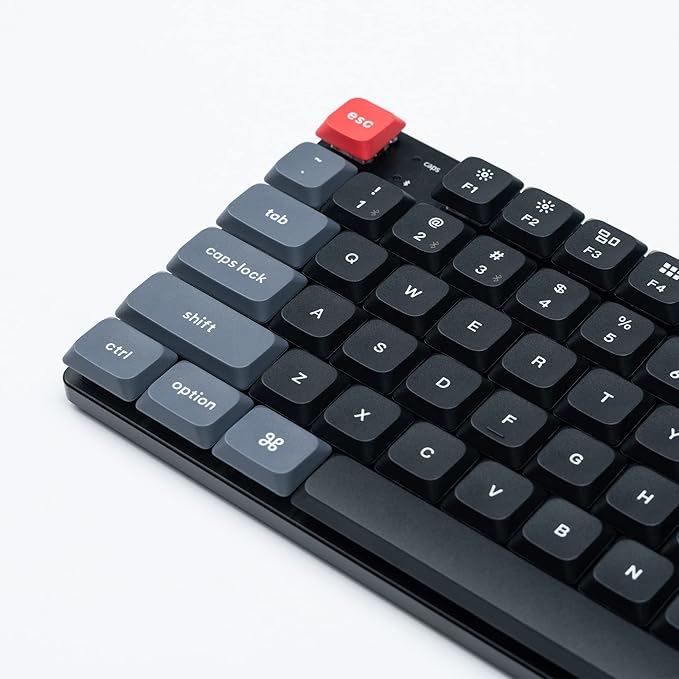 Keychron K1 Pro QMK/VIA Ultra-Slim Wireless Bluetooth/Wired USB Custom Mechanical Keyboard for Mac Windows Linux, TKL Layout Double-Shot PBT Keycaps White LED Backlight Low-Profile Gateron Red Switch