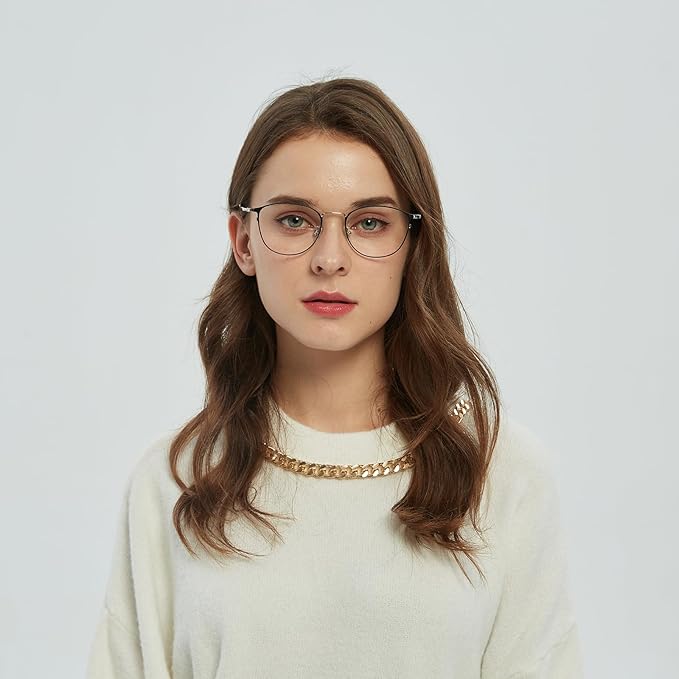 GUDVUE Blue Light Glasses, Computer/Gaming/TV/Phones Glasses for Women/men, Anti Glare/UV400/Eye Strain, Oval Black/Silver