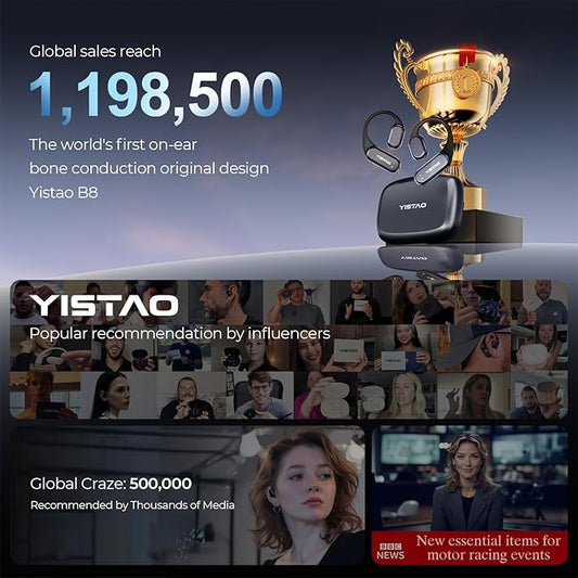 True Bone Conduction Headphones, Open Ear Earbuds with Ear Hooks, Up to 60 Hours Playtime with Charging Case, Bluetooth 5.3, IP68 Waterproof, for Running, Yoga, Gym, Sports