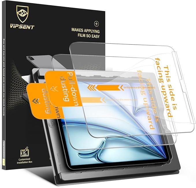 2-Pack Glass Screen Protector for iPad Pro 11-in.(4th 3rd 2nd 1st Gen)& iPad Air 10.9-in. (5th 4th Gen) Military Shatterproof, 9H+ Hardness, Auto-Alignment Frame, Anti-Fingerprint, HD Clear, Scratch Resistant