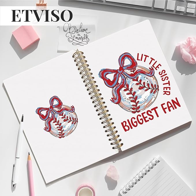 Red Coquette Bow Baseball Notebook, Baseball Fan Gifts Notebooks for Note Taking, Baseballs Lover Gifts Journal, Little Sister Biggest Fan Journals for Writing, 5.5x8.3 Inch