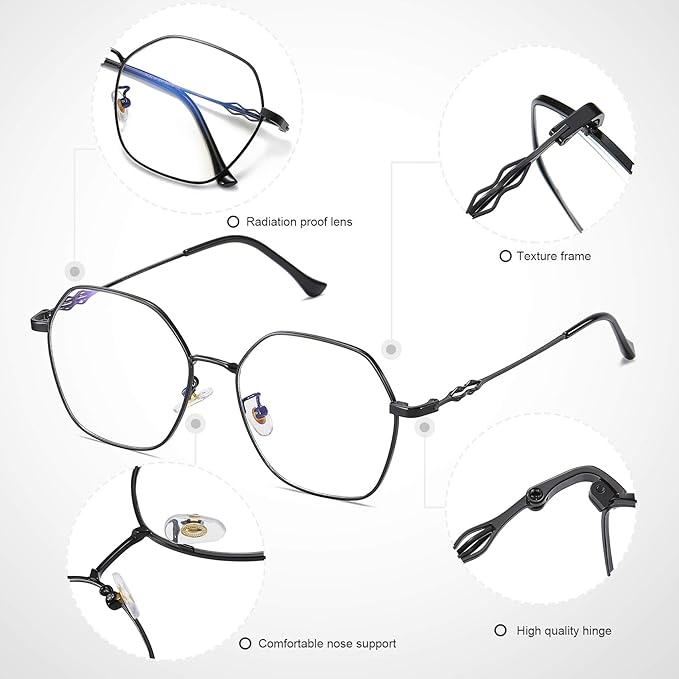 DUCO Small Round Blue Light Glasses For Women Men Blue Ray Blocking Glasses 8215