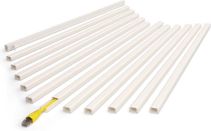 ZhiYo 204in Cord Covers for Wires on Wall, One Small Cord Hider Wall, Self-Adhesive TV Cable Hider, Paintable Wire Covers for Cords, Beige Cable Management Raceway Kit, 6X L14.2in W0.5in H0.3in