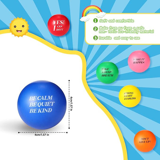 Jerify 72 Pcs Motivational Stress Balls Bulk Inspirational Stress Balls Colorful Foam for Adults Hand Exercise Small Therapy Fidget Relief Anxiety Toys for Coworkers Gifts Fidget