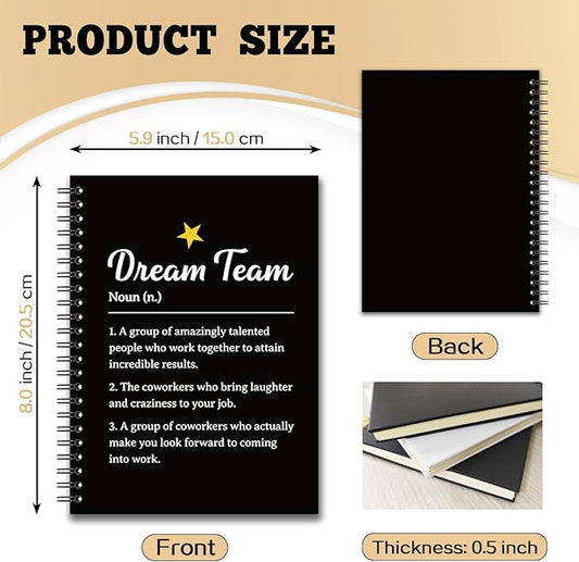 YAZMEEN Dream Team Blank Spiral Notebook(160 Pages) Dream Team Definition Hardcover Sketchbook Employee Appreciation Gift Team Member Gift Funny Notebook Birthday Gift for Coworker Friend Office Work