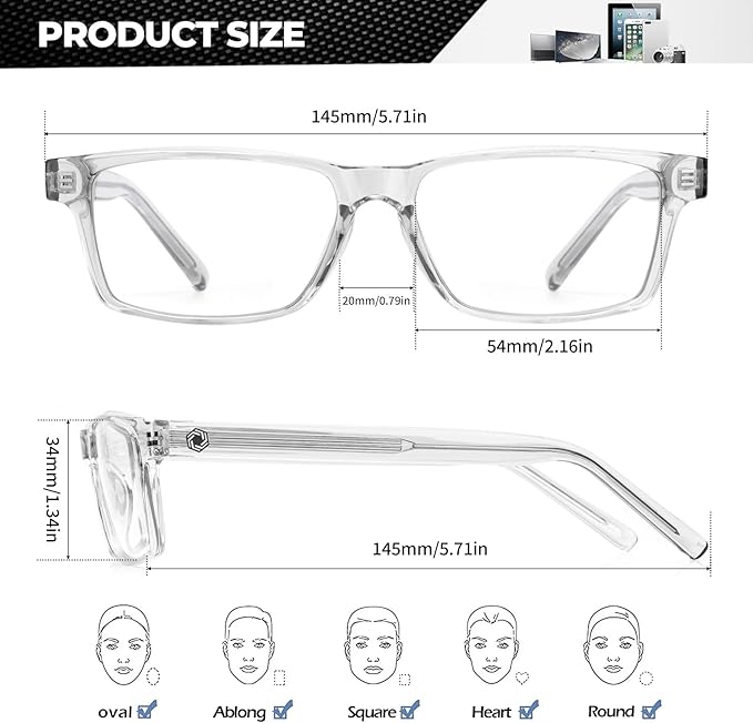 ANYLUV Blue Light Glasses Men Woman, Blue Light Blocking Glasses for Computer Gaming, Eye Strain Relief Eye Protection