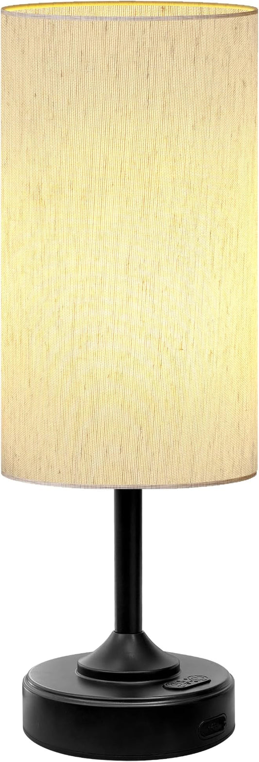 Battery Operated Lamp, Dimmable, 2700K, Timer, Touch Control, Portable, LED, Wireless, Rechargeable, Cordless, Desk Lamp, Kitchen Lamp, Fabric Shade, for Dining Room, Bedroom, Living Room, Dorm